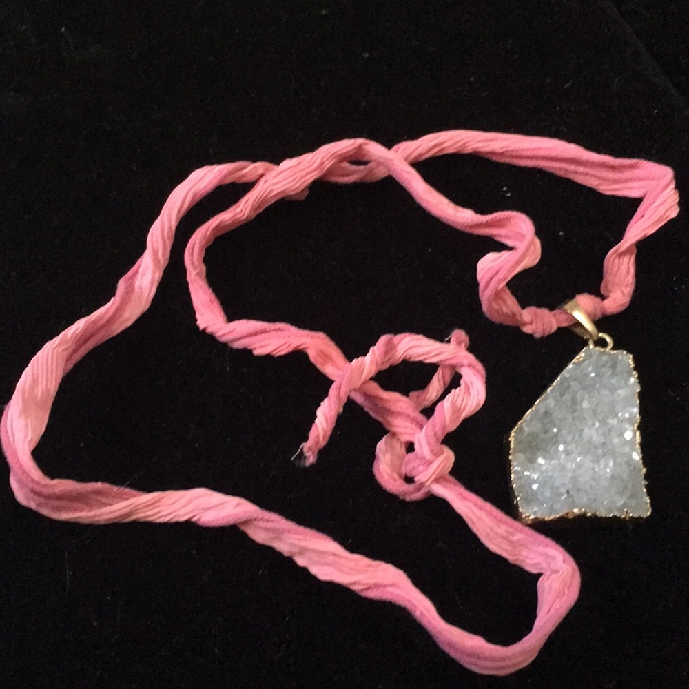 Natural Druzy on silk necklaces